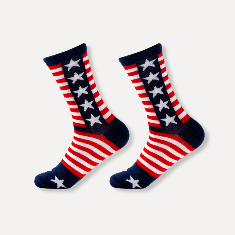 MenS Sports And Casual Socks With Patriotic Stars And Stripes Crew